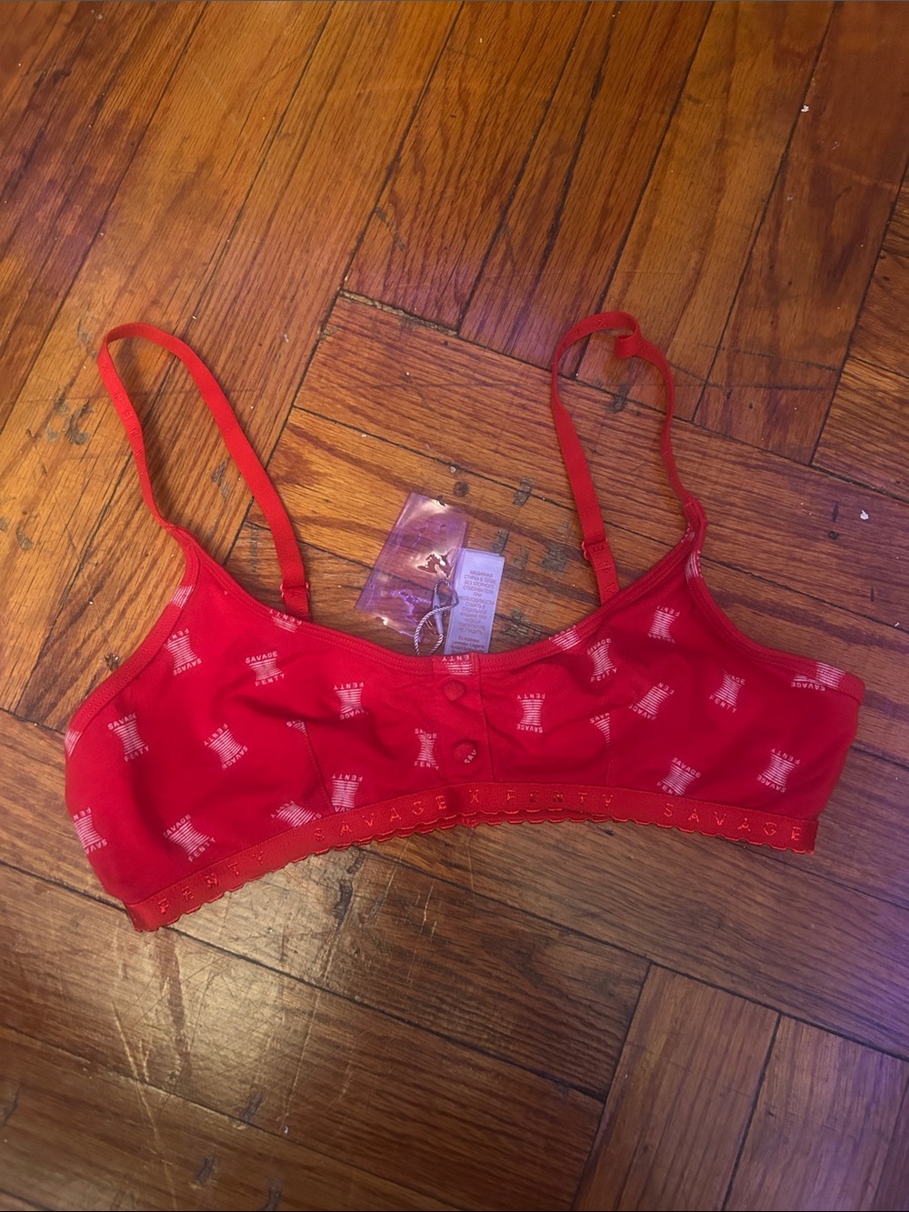 Savage X Fenty Bright Red Wireless Bralette with Logo Print